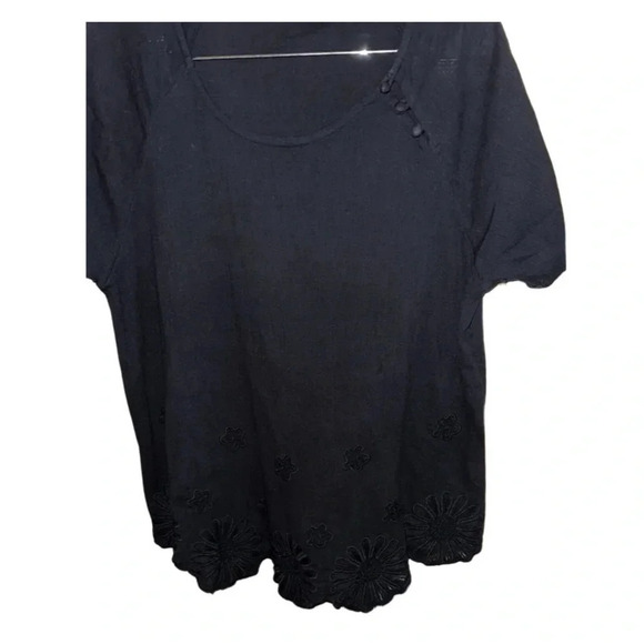 Soft Surroundings Black Gauzy Short Sleeve Top Size Medium - Picture 2 of 7